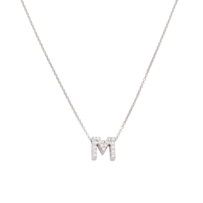 Roberto Coin 18K White Golf 0.08cttw Diamond Love Letter M Necklace