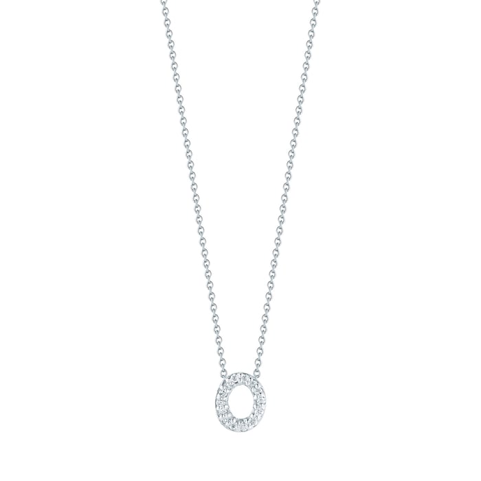 Roberto Coin 18K White Gold Tiny Treasures Diamond Love Letter O Necklace