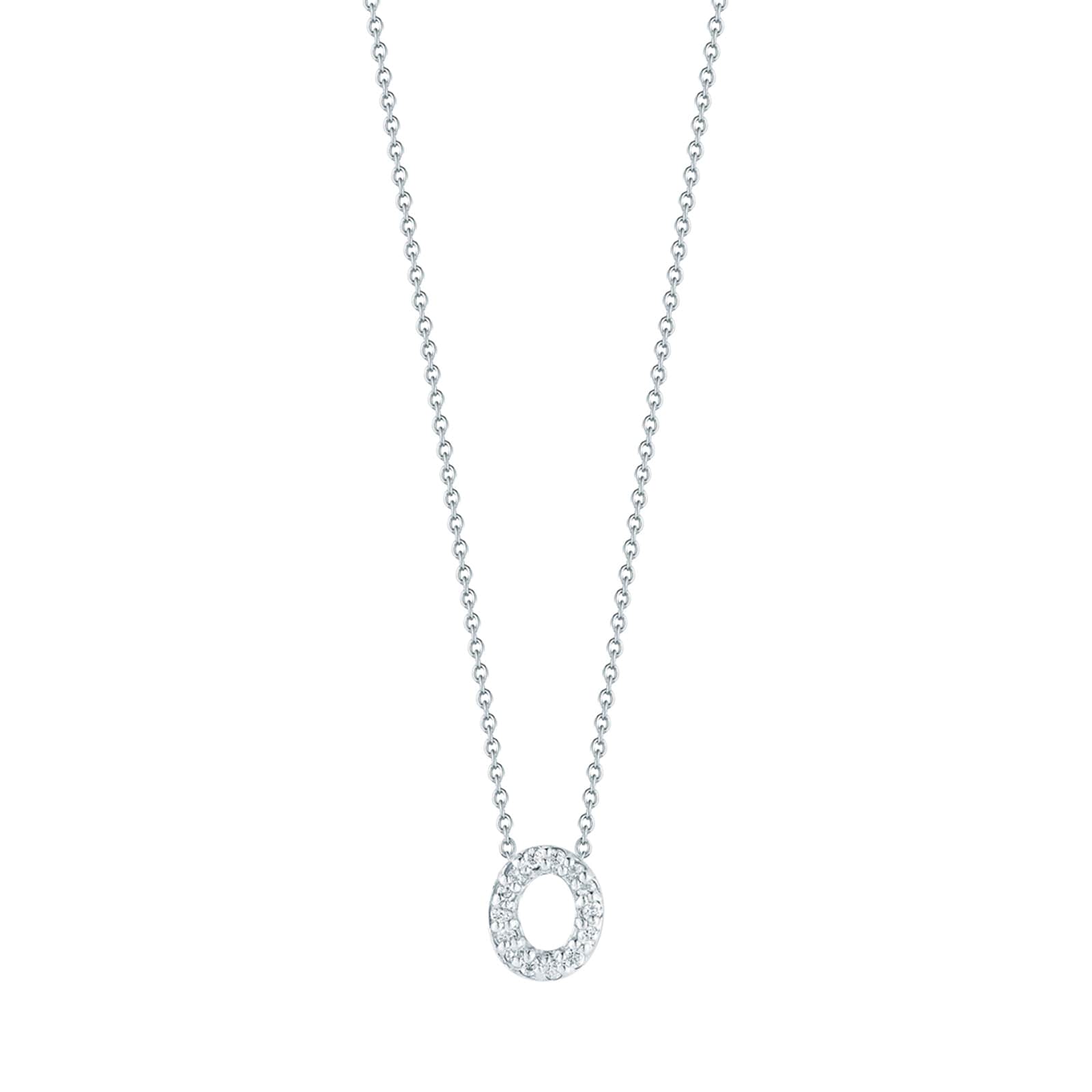 Roberto Coin 18K White Gold Tiny Treasures Diamond Love Letter O Necklace