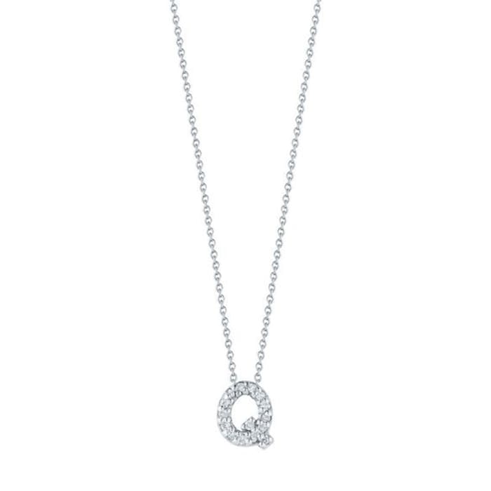 Roberto Coin 18K White Gold Tiny Treasures Diamond Love Letter Q Necklace