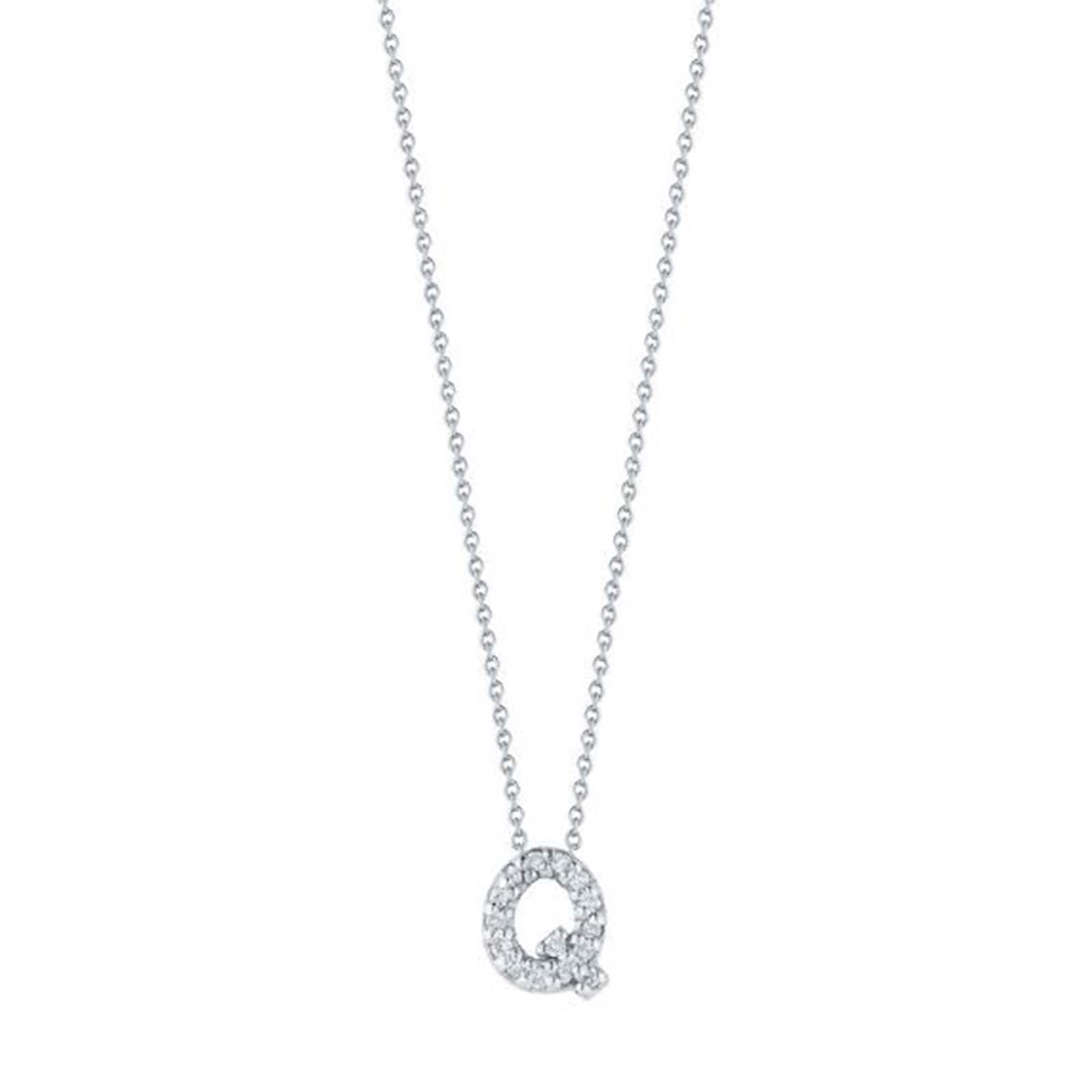 Roberto Coin 18K White Gold Tiny Treasures Diamond Love Letter Q Necklace