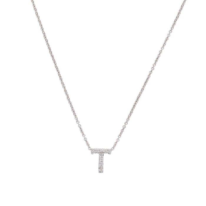 Roberto Coin 18k White Gold 0.04cttw Diamond Tiny Treasures Love Letter 'T' Necklace 18"