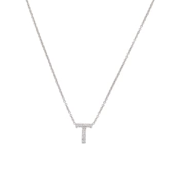 Roberto Coin 18k White Gold 0.04cttw Diamond Tiny Treasures Love Letter 'T' Necklace 18"