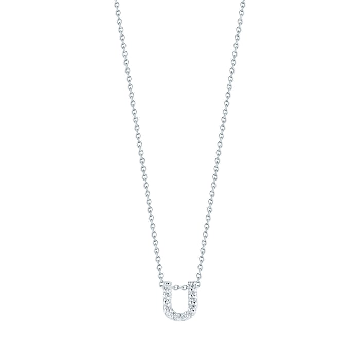 Roberto Coin 18K White Gold Tiny Treasures Diamond Love Letter U Necklace