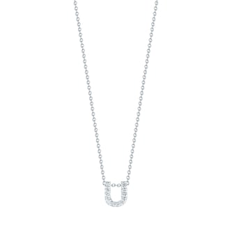 Roberto Coin 18K White Gold Tiny Treasures Diamond Love Letter U Necklace Roberto Coin 18K White Gold Tiny Treasures Diamond Love Letter U Necklace
