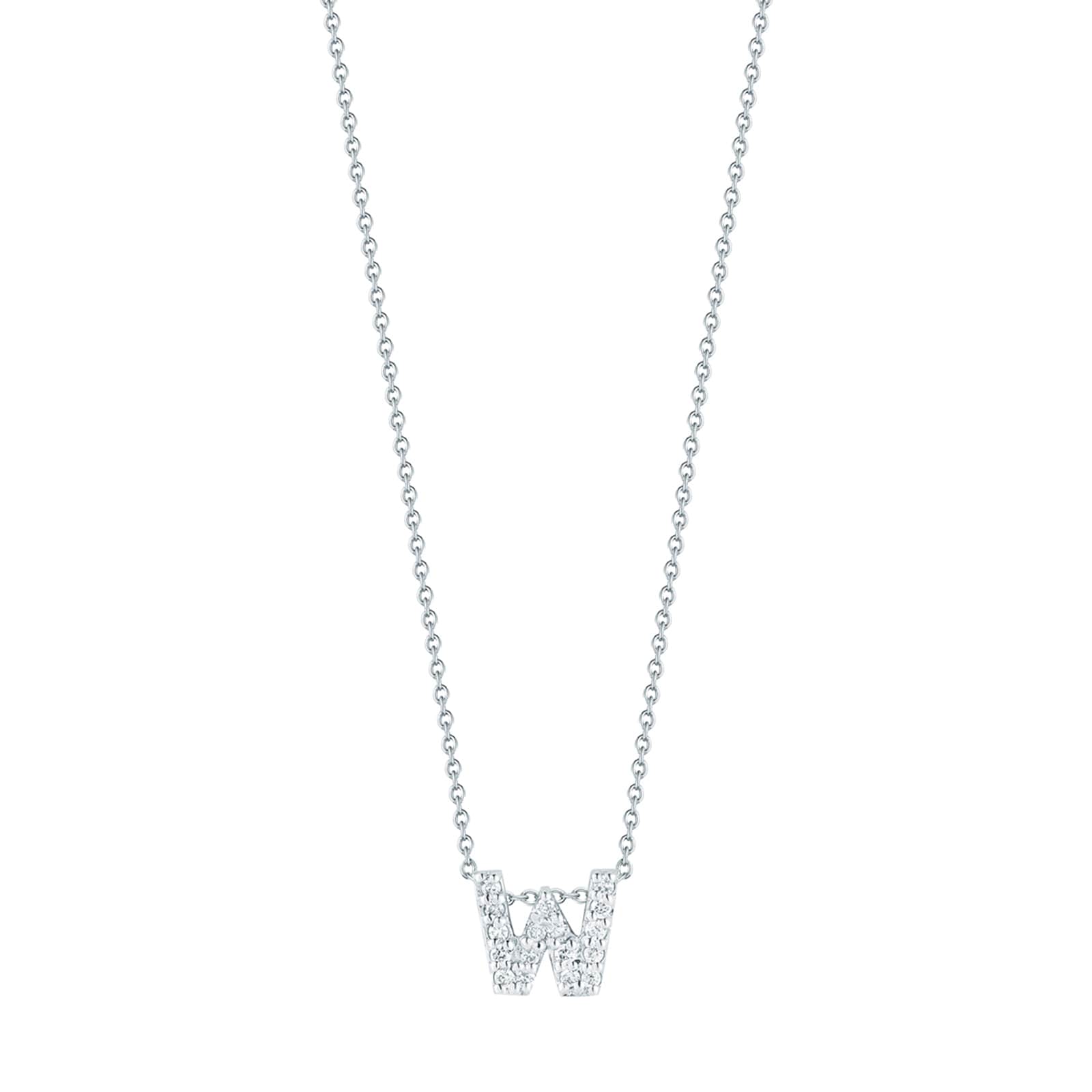 Roberto Coin 18K White Gold Tiny Treasures Diamond Love Letter W Necklace