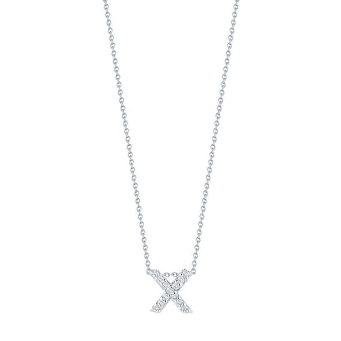 Roberto Coin 18K White Gold Tiny Treasures Diamond Love Letter X Necklace