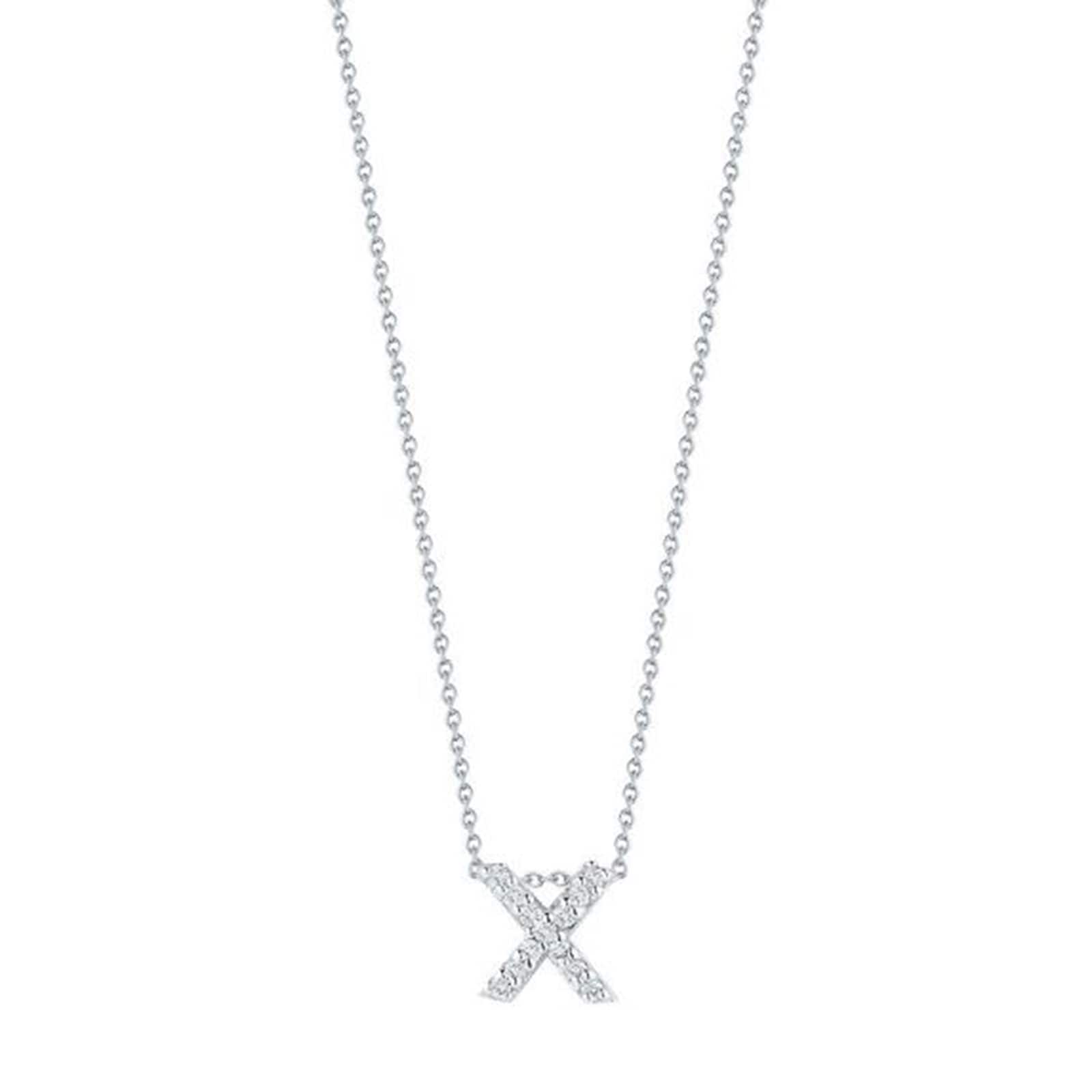 Roberto Coin 18K White Gold Tiny Treasures Diamond Love Letter X Necklace