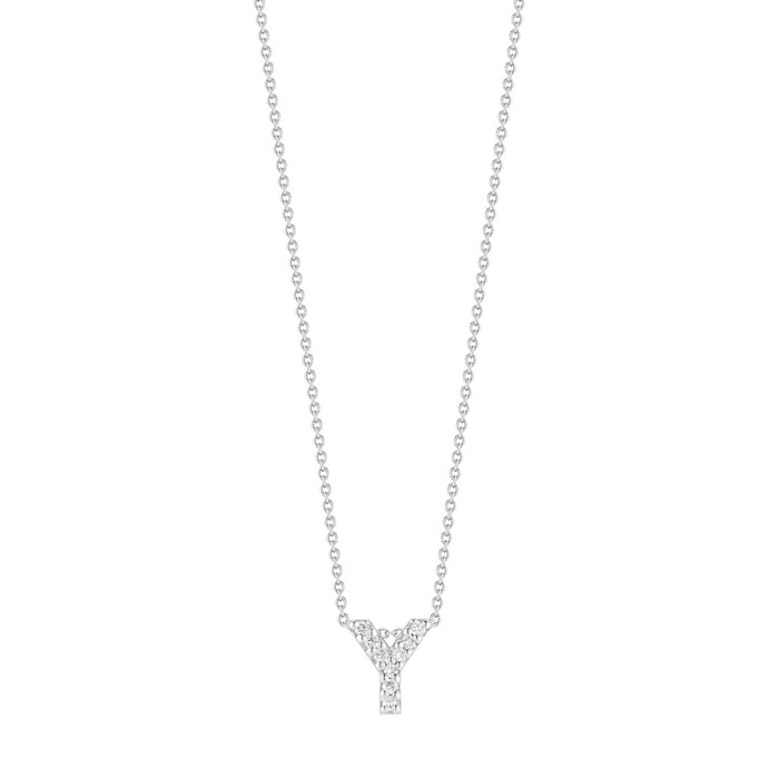 Roberto Coin 18K White Gold Tiny Treasures Diamond Love Letter Y Necklace