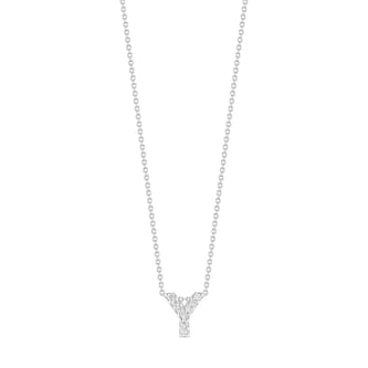Roberto Coin 18K White Gold Tiny Treasures Diamond Love Letter Y Necklace