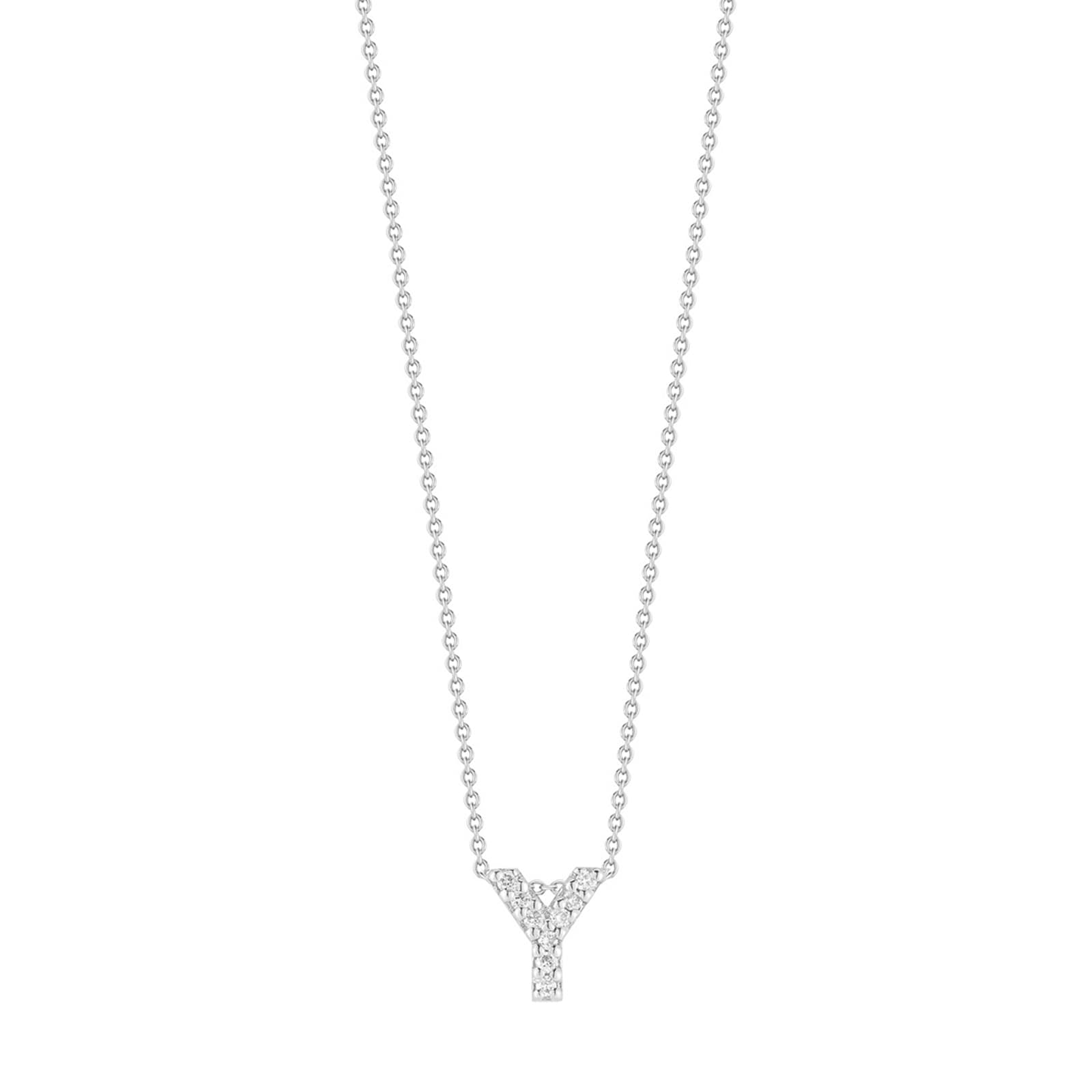 Roberto Coin 18K White Gold Tiny Treasures Diamond Love Letter Y Necklace