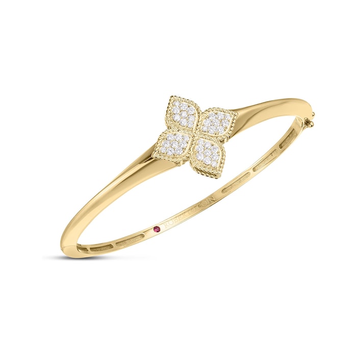 Roberto Coin 18k Yellow Gold 0.45cttw Diamond Princess Flower Bangle