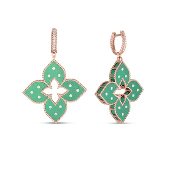 Roberto Coin 18k Rose Gold 0.45cttw Diamond Venetian Princess Green Satin Earrings Roberto Coin 18k Rose Gold 0.45cttw Diamond Venetian Princess Green Satin Earrings