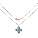 Roberto Coin 18k Rose Gold 0.35cttw Diamond and Turquoise Princess Flower Pendant