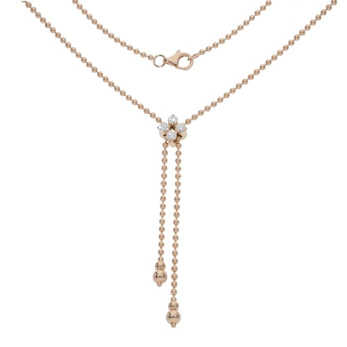 Roberto Coin 18k Rose Gold 0.30cttw Diamond Love in Verona Zipper Necklace