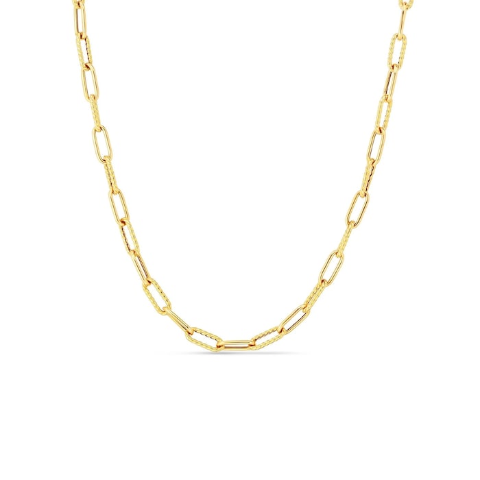 Roberto Coin 18K Yellow Gold Designer Gold Alternating Paperclip Link Chain Necklace