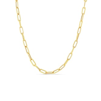 Roberto Coin 18K Yellow Gold Designer Gold Alternating Paperclip Link Chain Necklace