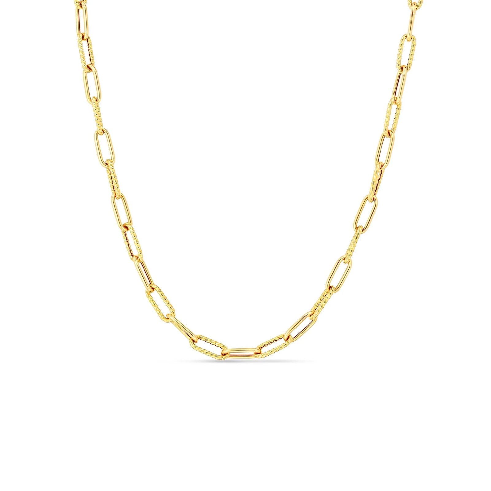 Roberto Coin 18K Yellow Gold Designer Gold Alternating Paperclip Link Chain Necklace