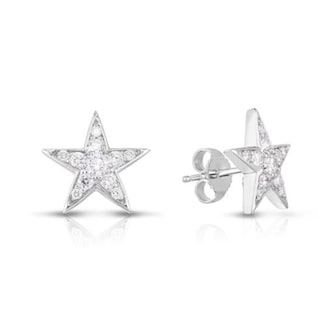 Roberto Coin 18K White Gold Tiny Treasures Diamond Star Stud Earrings