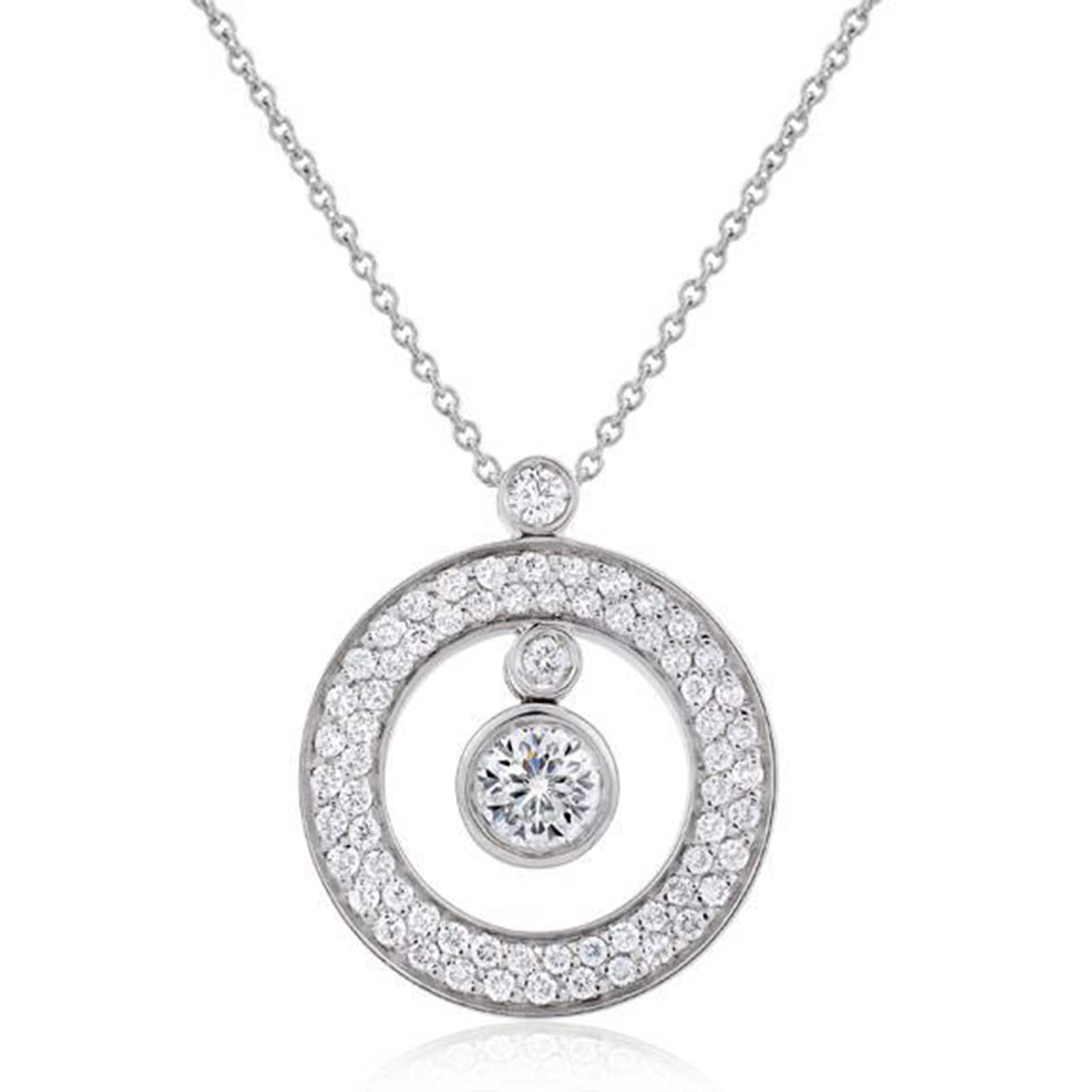 Roberto Coin 18k White Gold 0.38cttw Pave Diamond Mini O Necklace 18"