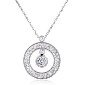 Roberto Coin 18k White Gold 0.38cttw Pave Diamond Mini O Necklace 18"