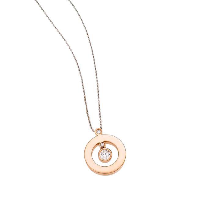 Roberto Coin 18k Rose Gold 0.04cttw Diamond Shiny Mini O Necklace 18"