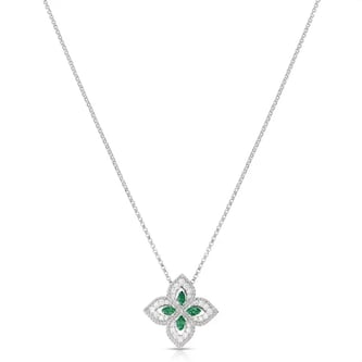 Roberto Coin 18k White Gold Exclusive Venetian Princess 0.25cttw Diamond & 0.35cttw Emerald Necklace 17" Roberto Coin 18k White Gold Exclusive Venetian Princess 0.25cttw Diamond & 0.35cttw Emerald Necklace 17"