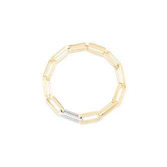 Roberto Coin Designer Gold 18K Yellow Gold Diamond Rectangular Paperclip Link Bracelet