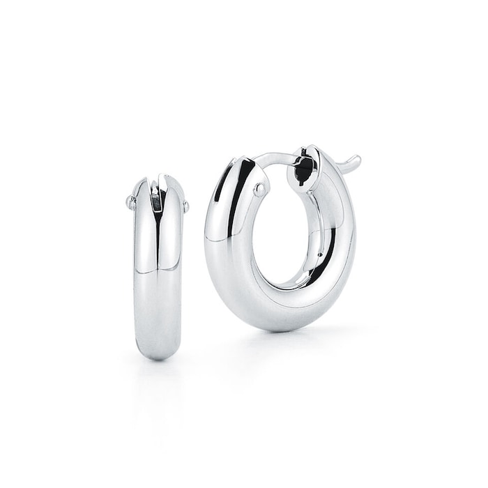 Roberto Coin 18k White Gold Designer Gold Small Round Hoop Earrings