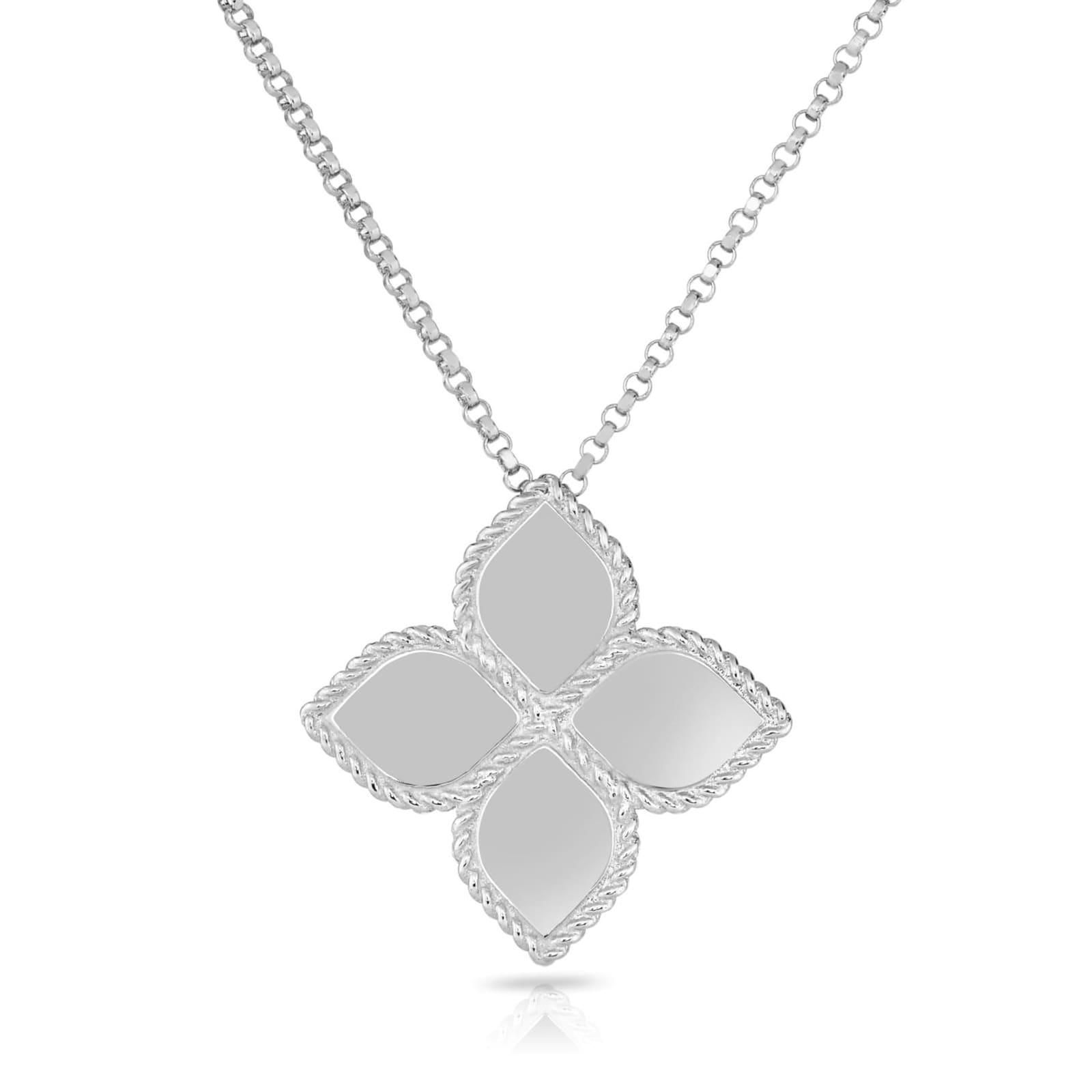 Roberto Coin 18k White Gold Princess Flower Pendant 7771366AWCH0 | Mayors