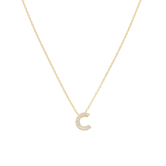 Roberto Coin 18K Yellow Gold 0.05cttw Diamond Love Letter C Necklace