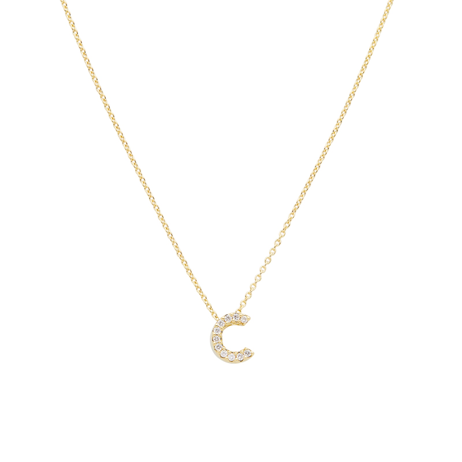 Roberto Coin 18K Yellow Gold 0.05cttw Diamond Love Letter C Necklace