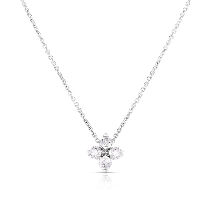 Roberto Coin 18K White Gold Love In Verona Diamond Flower Necklace