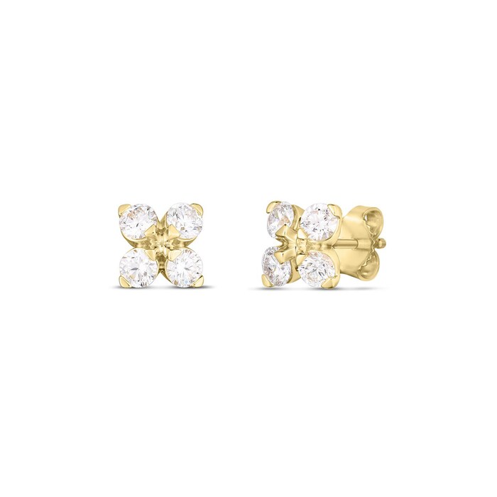 Roberto Coin 18k Yellow Gold 1.10cttw Love in Verona Flower Stud Earrings