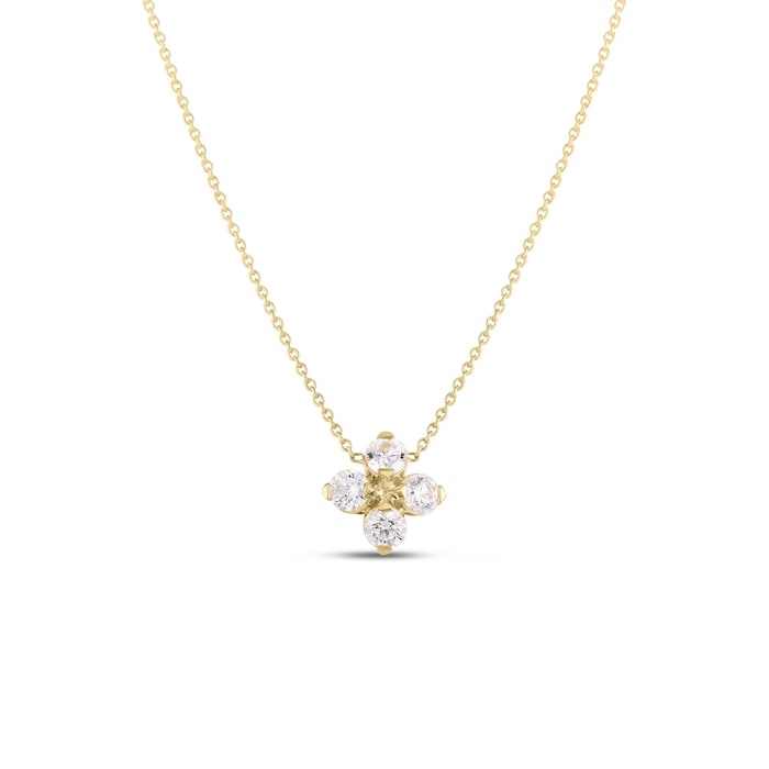 Roberto Coin 18K Yellow Gold Love In Verona Diamond Flower Necklace