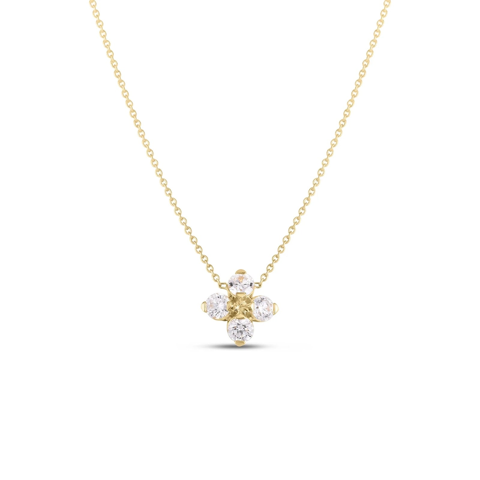 Roberto Coin 18K Yellow Gold Love In Verona Diamond Flower Necklace