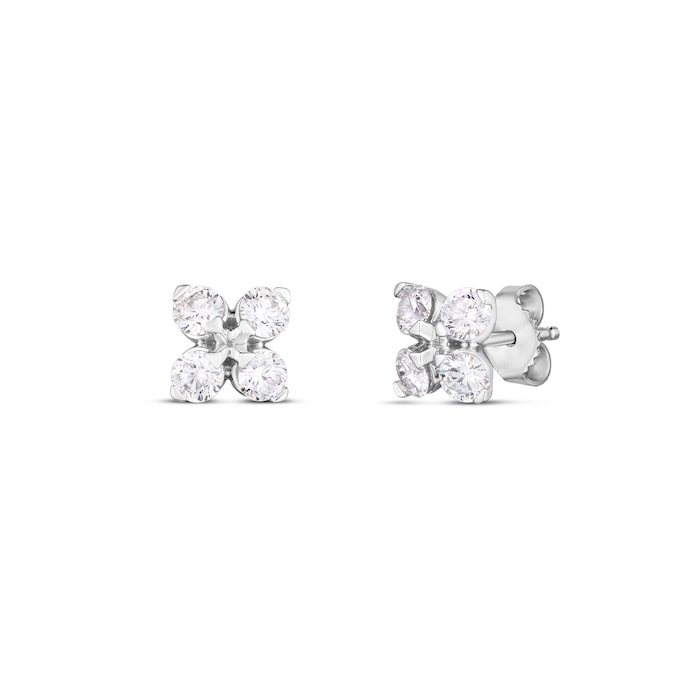 Roberto Coin 18k White Gold 1.10cttw Love in Verona Flower Stud Earrings