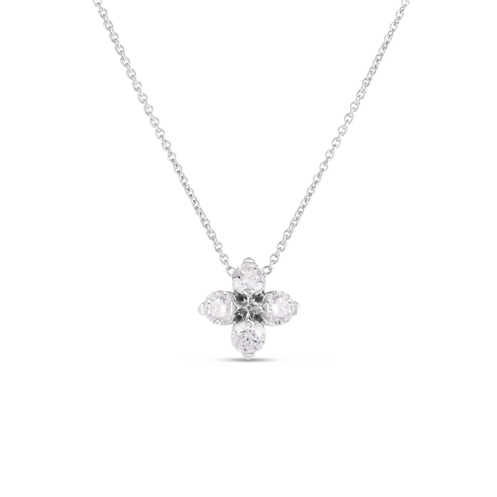 Roberto Coin 18K White Gold Love In Verona Diamond Flower Necklace