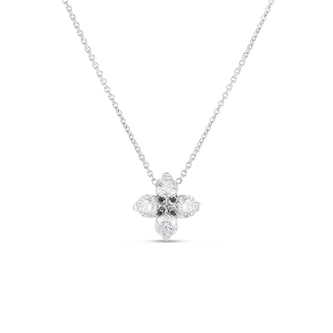 Roberto Coin 18K White Gold Love In Verona Diamond Flower Necklace