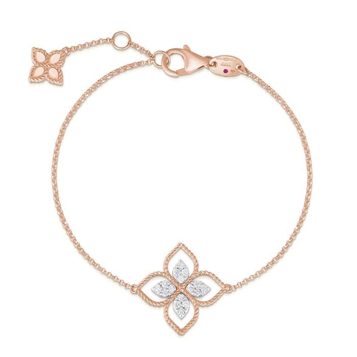 Roberto Coin Princess Flower 18ct Rose Gold Diamond Bracelet