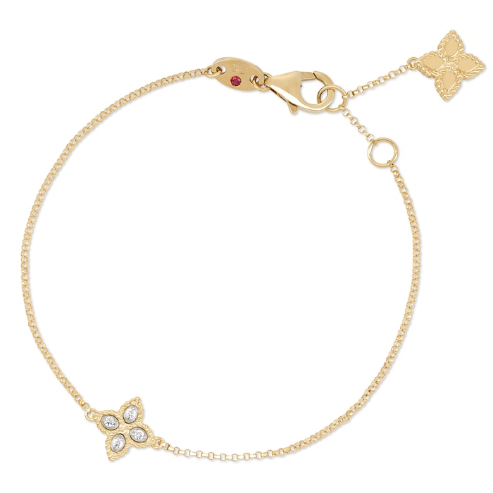 Roberto Coin Princess Flower 18ct Yellow Gold Diamond Bracelet Adr777br1039 Mappin And Webb 8082