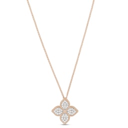 37521778 - Princess Flower 18ct Rose Gold Diamond Necklace