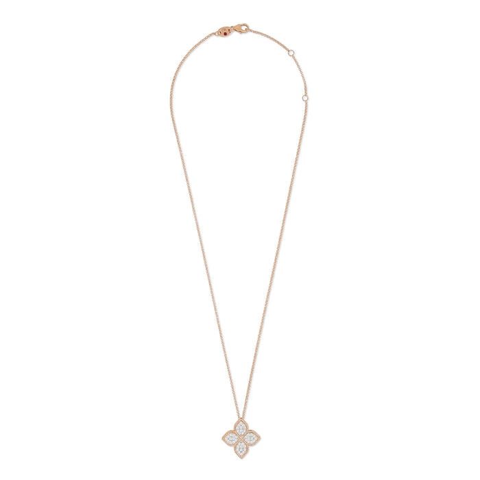 Roberto Coin Princess Flower 18ct Rose Gold Diamond Necklace