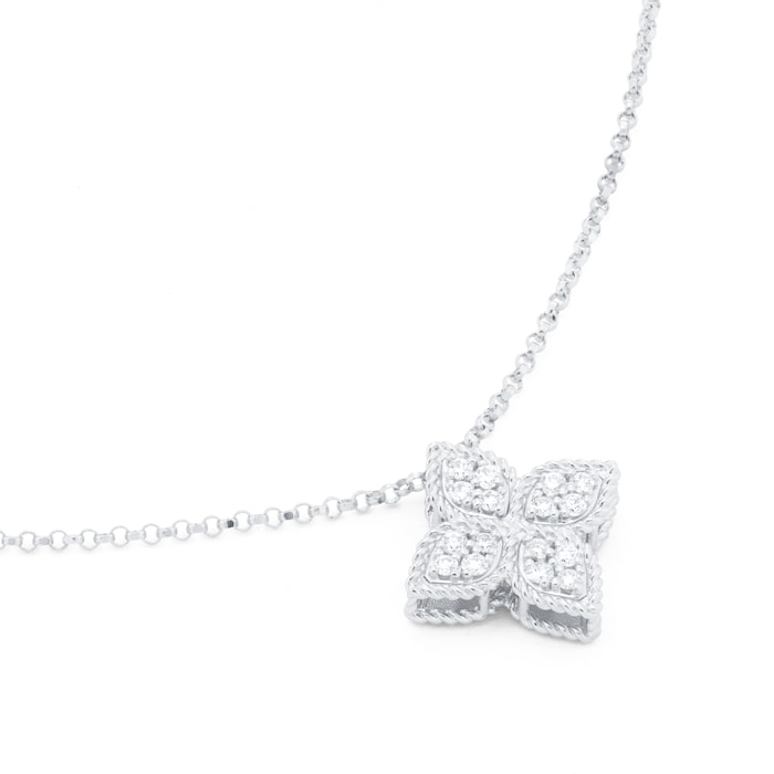 Roberto Coin Princess Flower 18ct White Gold Diamond Necklace