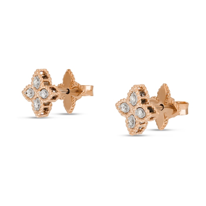 Roberto Coin Princess Flower 18ct Rose Gold Diamond Stud Earrings