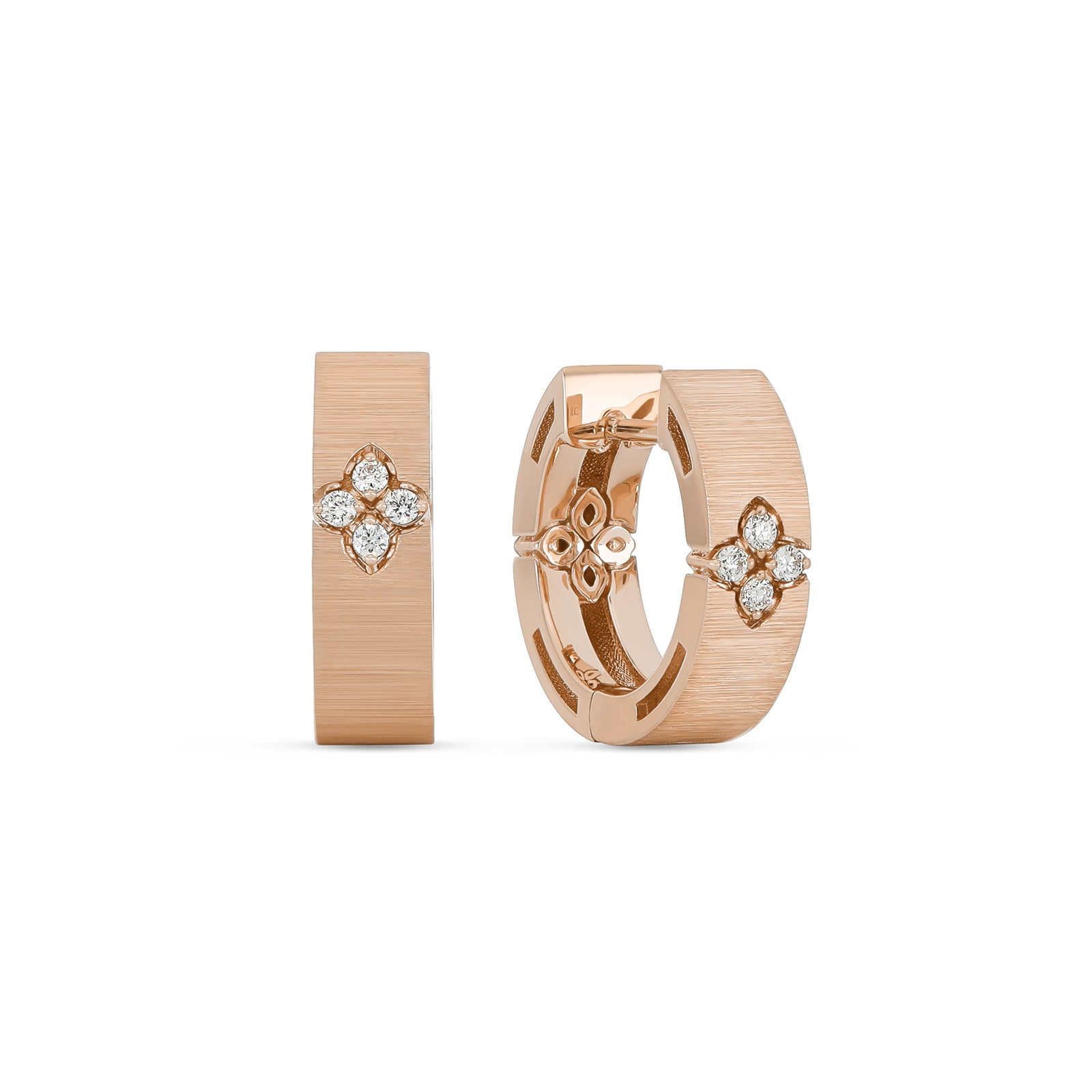 Roberto Coin Love In Verona 18ct Rose Gold Diamond Hoop Earrings