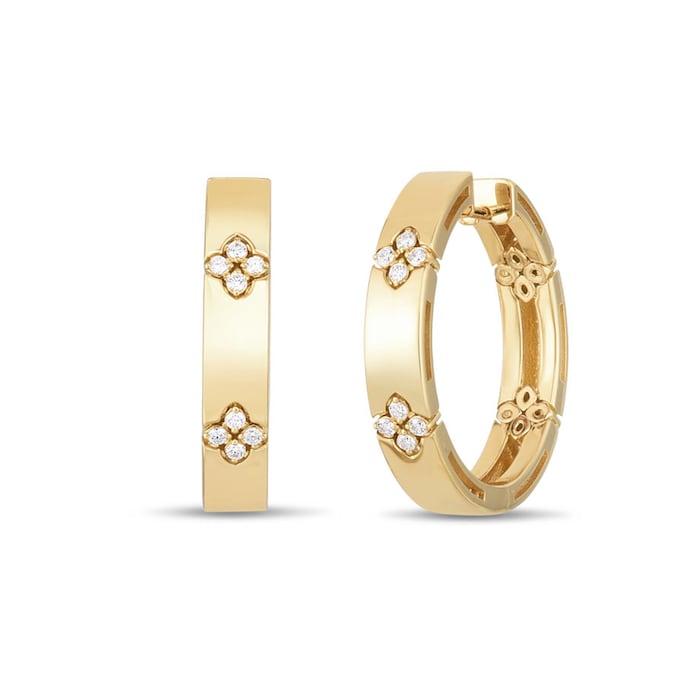 Roberto Coin Love In Verona 18ct Yellow Gold Diamond Hoop Earrings