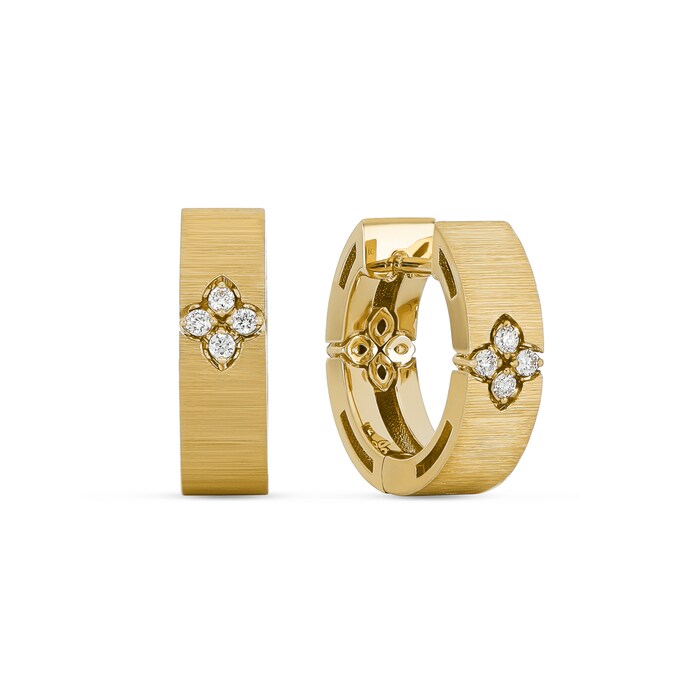 Roberto Coin Love In Verona 18ct Yellow Gold Diamond Hoop Earrings