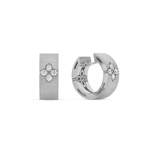 Roberto Coin Love In Verona 18ct White Gold Diamond Hoop Earrings