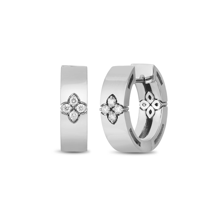 Roberto Coin Love In Verona 18ct White Gold Diamond Hoop Earrings